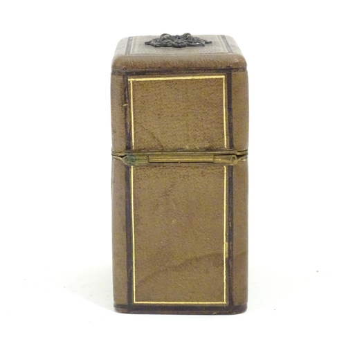 915 - A 19thC etui / necessaire of rectangular form, the fitted case containing sewing / needlework access... 