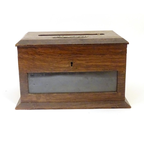 929 - A Victorian country house correspondence / letter box, the hinged top with letter slot and applied L... 