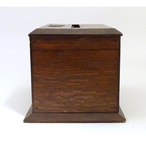 929 - A Victorian country house correspondence / letter box, the hinged top with letter slot and applied L... 