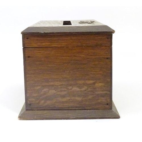 929 - A Victorian country house correspondence / letter box, the hinged top with letter slot and applied L... 