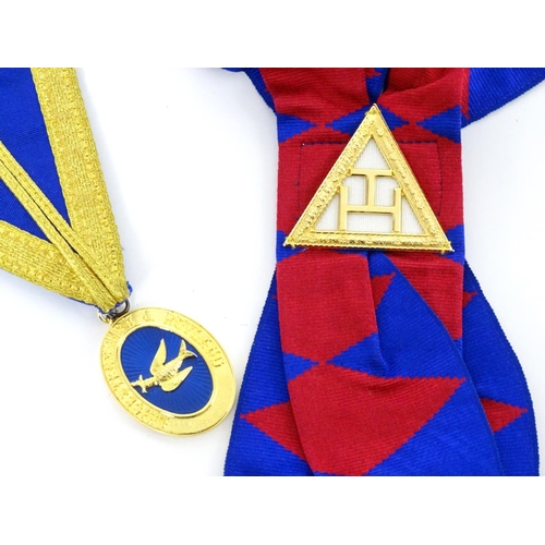 944 - A large quantity of Freemasons / Masonic regalia, to include aprons, sashes, collars, collars with p... 