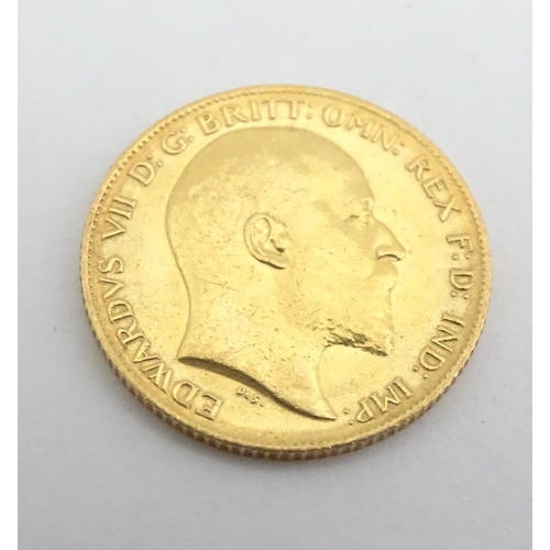 552 - A 22ct gold 1906 Edward VII half sovereign coin, approximately 4g