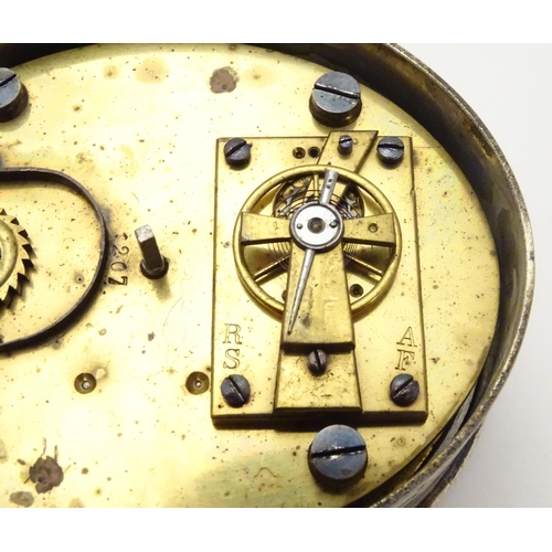 1178 - A silver plate cased clock / timepiece , the enamel dial marked Hry Marc Paris.  Approx 3 1/2