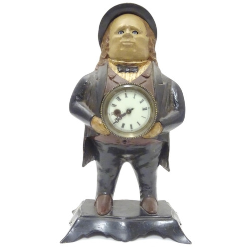 1179 - A novelty cast clock modelled as John Bull,  marked under ' Bradley & Hubbard' 'July.14.1857' to und... 