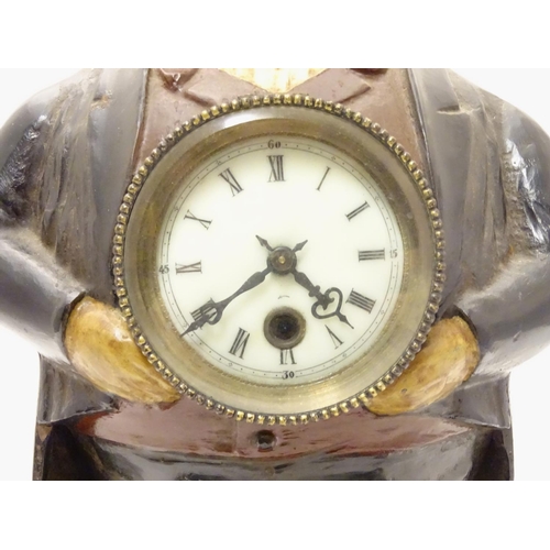 1179 - A novelty cast clock modelled as John Bull,  marked under ' Bradley & Hubbard' 'July.14.1857' to und... 