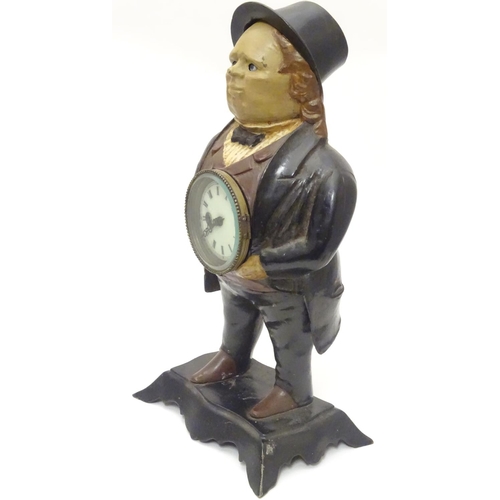 1179 - A novelty cast clock modelled as John Bull,  marked under ' Bradley & Hubbard' 'July.14.1857' to und... 