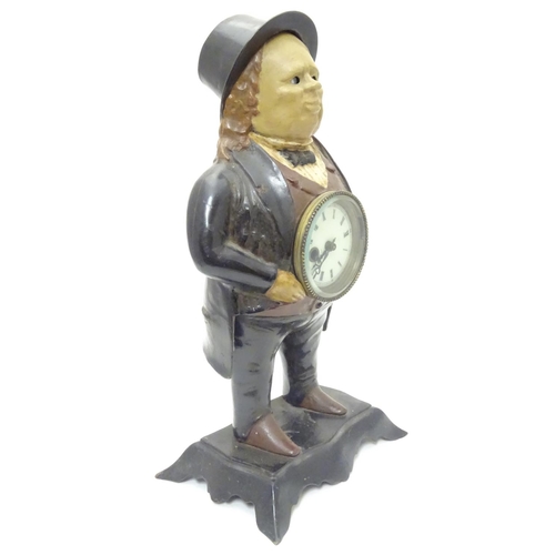 1179 - A novelty cast clock modelled as John Bull,  marked under ' Bradley & Hubbard' 'July.14.1857' to und... 