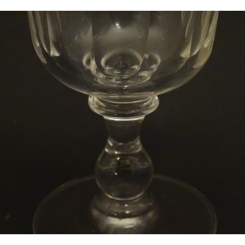 145 - A set of 10 pedestal wine glasses with facet cut detail. 6