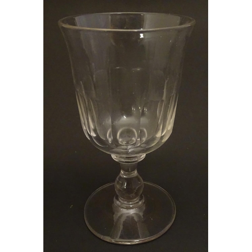 145 - A set of 10 pedestal wine glasses with facet cut detail. 6