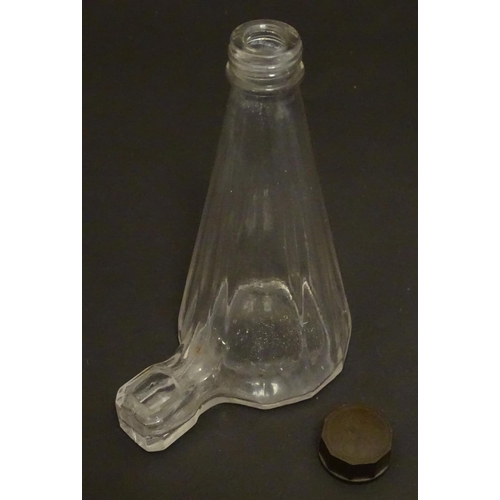 149 - A glass bird feeder of conical form with Bakelite screw top. 5