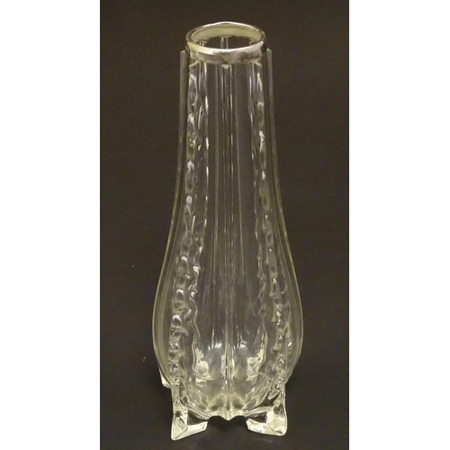 152 - A glass vase with silver rim hallmarked London 1914. 8