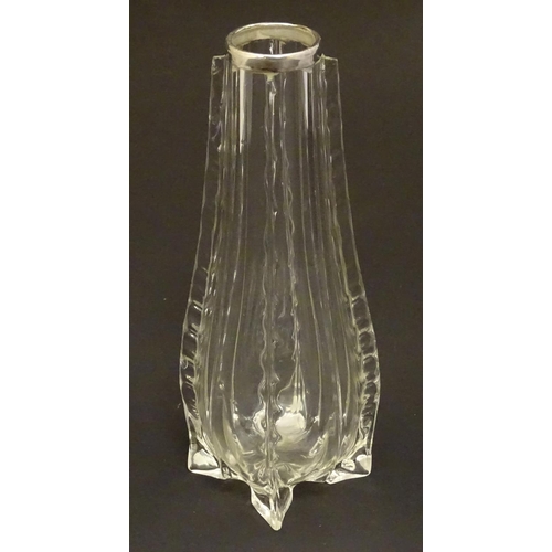 152 - A glass vase with silver rim hallmarked London 1914. 8