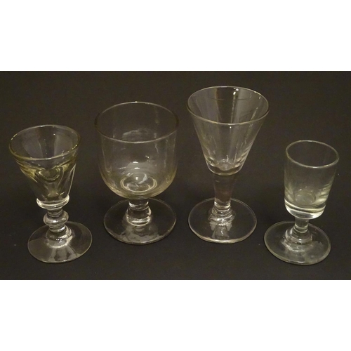 161 - Four assorted drinking glasses. 19thC and later. The tallest 4 1/2