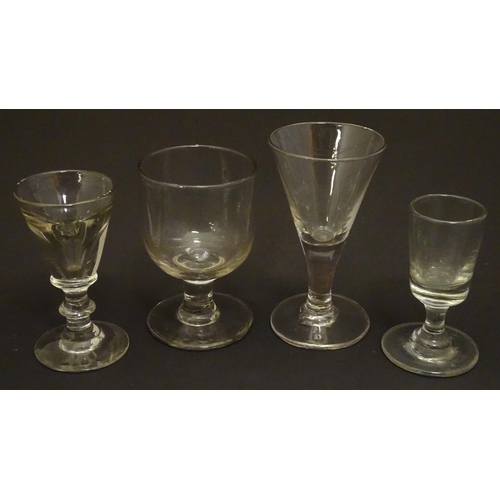 161 - Four assorted drinking glasses. 19thC and later. The tallest 4 1/2