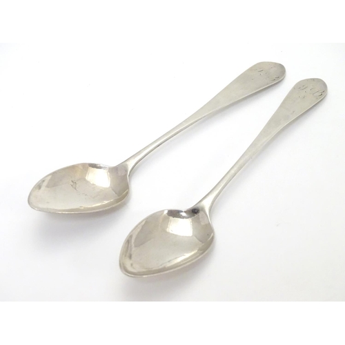 236 - A pair of Scottish Georgian silver teaspoons. Hallmarked Edinburgh 1809 maker JM.