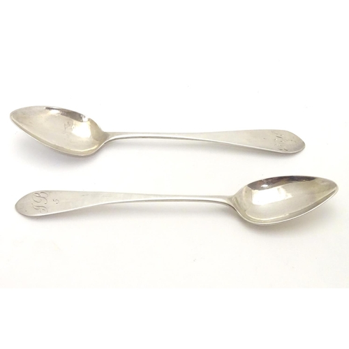 236 - A pair of Scottish Georgian silver teaspoons. Hallmarked Edinburgh 1809 maker JM.