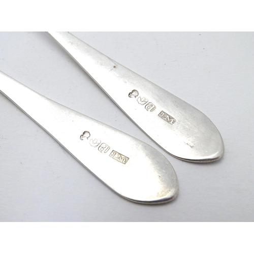 236 - A pair of Scottish Georgian silver teaspoons. Hallmarked Edinburgh 1809 maker JM.