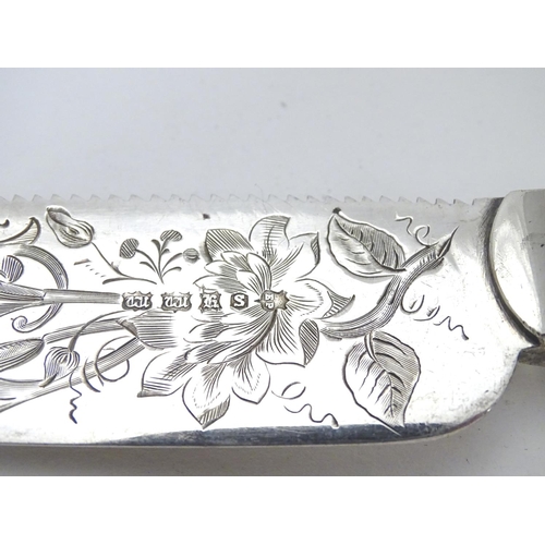 259 - A cake knife with silver plate blade 13 1/2