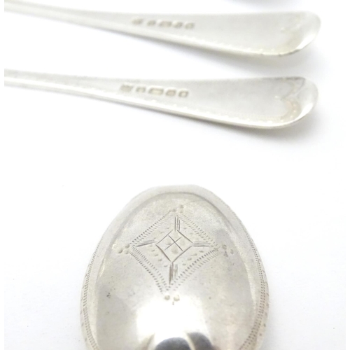 283 - A set of 4 Victorian silver Old English pattern teaspoons with bright cut engraved decoration . hall... 