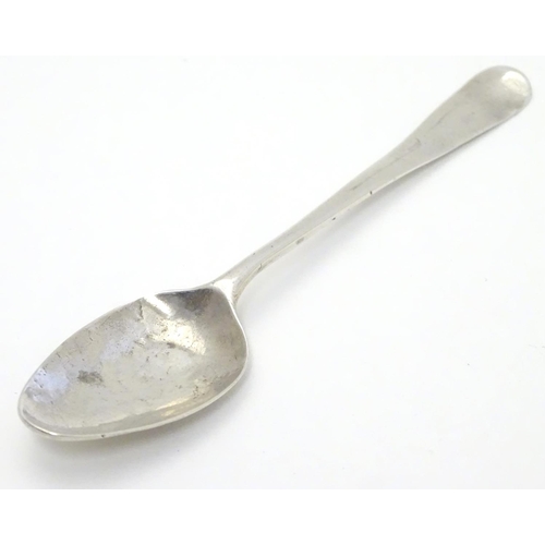 340 - A Geo III Hanoverian picture back teaspoon the image to reverse of bowl titled ' I Love Liberty' and... 