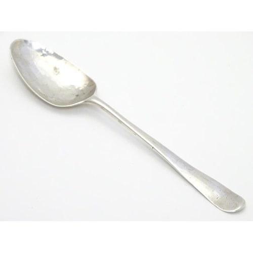 340 - A Geo III Hanoverian picture back teaspoon the image to reverse of bowl titled ' I Love Liberty' and... 