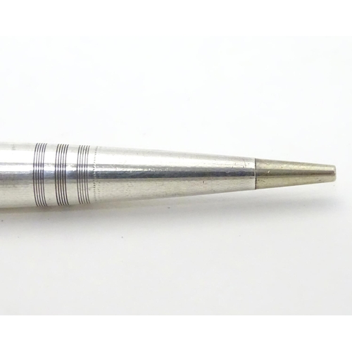 349 - A Sterling silver ' Life Long' propelling pencil with engine turned decoration Approx 4 3/4