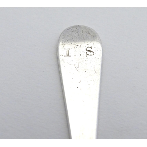 359 - A Geo III Hanoverian picture back teaspoon the image to reverse of bowl titled ' I Love Liberty' and... 