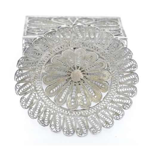 360 - A Continental bar top match box holder with filigree decoration. Approx 3 1/4