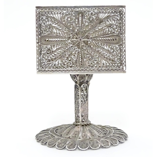 360 - A Continental bar top match box holder with filigree decoration. Approx 3 1/4