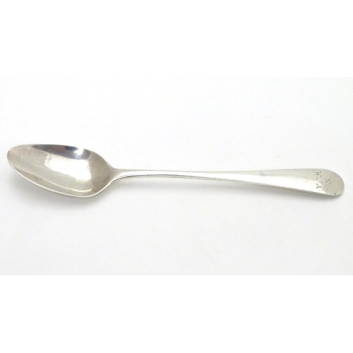 398 - A Geo III silver Old English pattern teaspoon, hallmarked London 1800 maker Peter Anne and William B... 