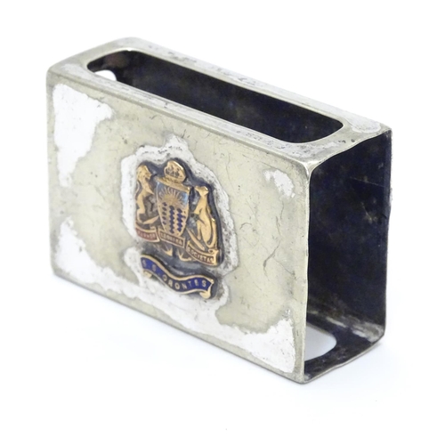 400 - A silver plated match box case / cover having coat of arms to top for the Orient Steam Navigation Co... 