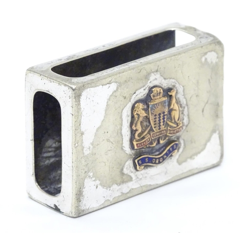 400 - A silver plated match box case / cover having coat of arms to top for the Orient Steam Navigation Co... 