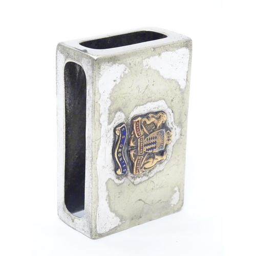 400 - A silver plated match box case / cover having coat of arms to top for the Orient Steam Navigation Co... 