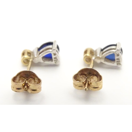 471 - 9ct earrings set with topaz and diamonds 3/8