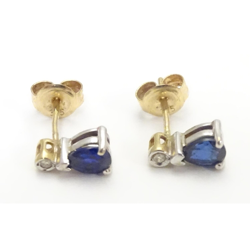 471 - 9ct earrings set with topaz and diamonds 3/8