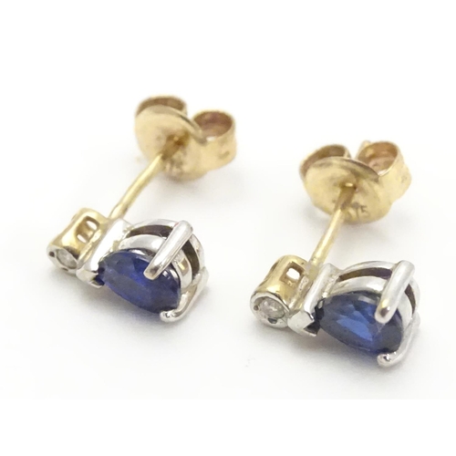 471 - 9ct earrings set with topaz and diamonds 3/8