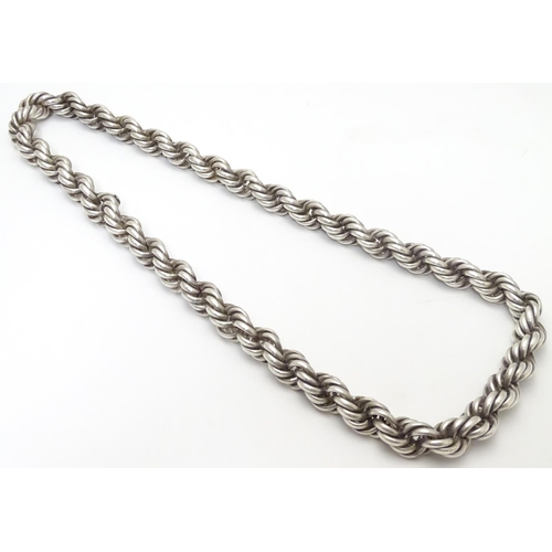 520 - A large silver rope twist necklace. The ropetwist approx 1/2