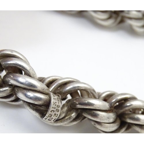 520 - A large silver rope twist necklace. The ropetwist approx 1/2