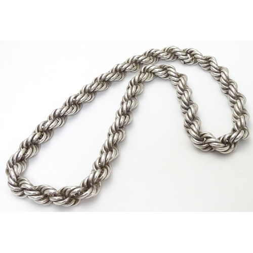 520 - A large silver rope twist necklace. The ropetwist approx 1/2