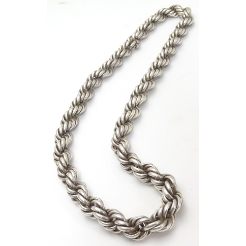 520 - A large silver rope twist necklace. The ropetwist approx 1/2