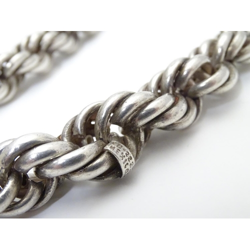 520 - A large silver rope twist necklace. The ropetwist approx 1/2