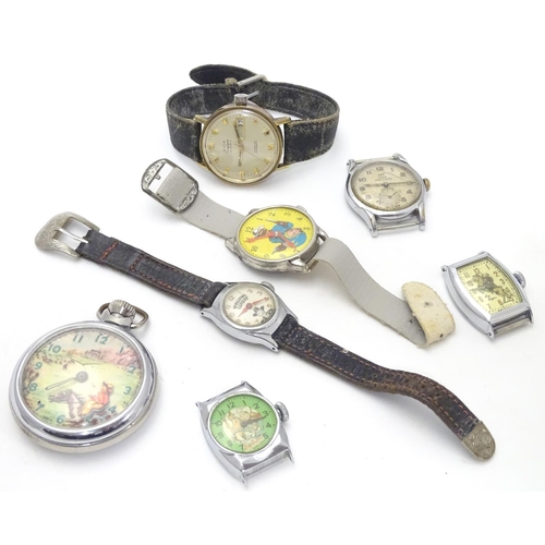 554 - An assortment of mid 20thC watches, including novelty examples, Roy Rogers (2), The Lone Ranger, Hop... 