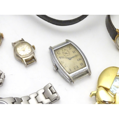 556 - An assortment of 20thC wristwatches, including examples by Regency, Lorus, Orfina, Majex, Benmore, Z... 