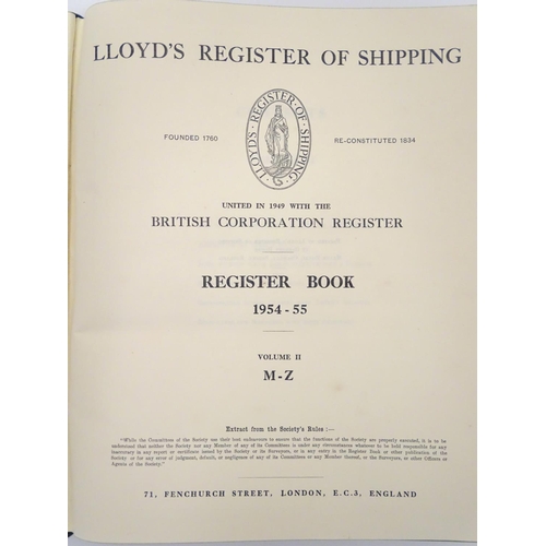 595 - Book: Lloyd's Register of Shipping, 1954-55, Vol. II. Ship Owners M-Z, 229 pages.