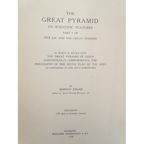 606 - Books: Egyptian Myth and Legend (Donald Mackenzie, pub. Gresham, London), The Great Pyramid ('Discip... 