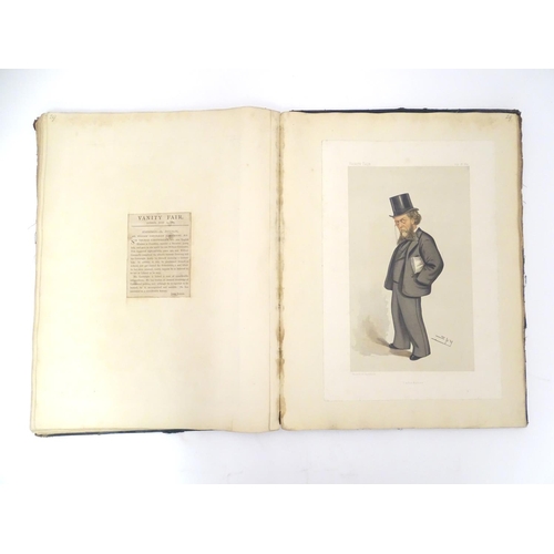 617 - Book: Vanity Fair Album 1884, a large bound collection of caricatures of Victorian celebrities, with... 