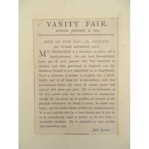 617 - Book: Vanity Fair Album 1884, a large bound collection of caricatures of Victorian celebrities, with... 