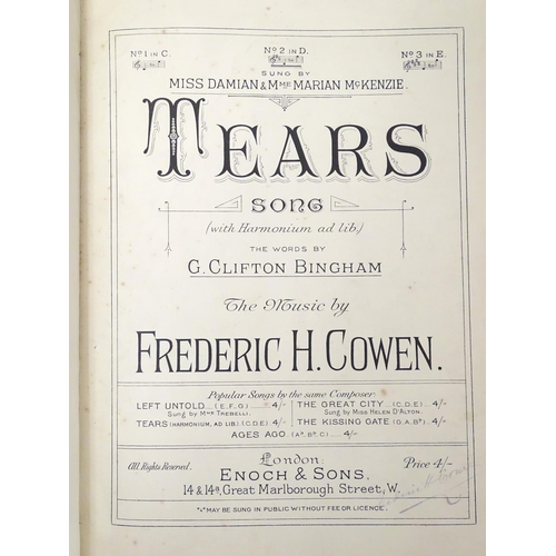 634 - A large quantity of bound 19thC sheet music in six volumes, arranged for piano, including popular mu... 