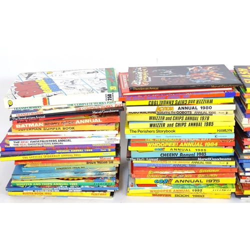 638 - Books: a large collection of 1970s 1980s 1990s comic book annuals, to include Bananaman, Thundercats... 