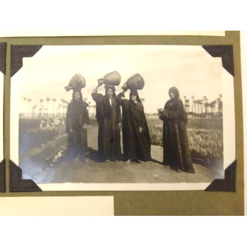 650 - An early 20thC photograph album, containing numerous monochrome photographs of Egyptian subjects: th... 